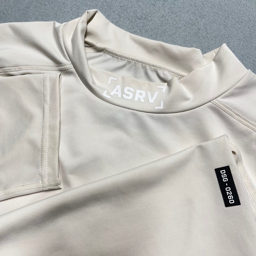 ASRV DSG-0260 Mens Large Long Sleeve Mock Neck Training Shirt‎ Bone Off White